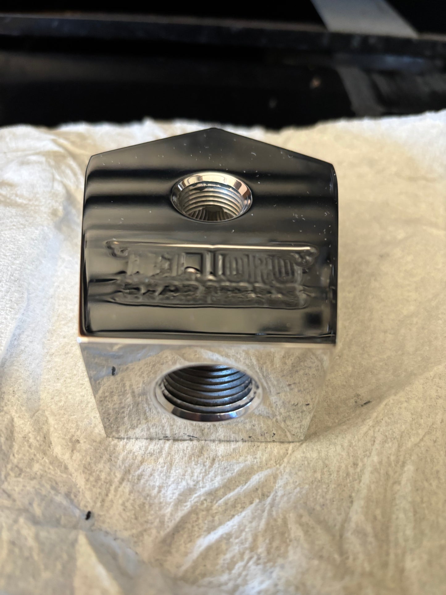 Polished 1/2 y block 3/8 top port