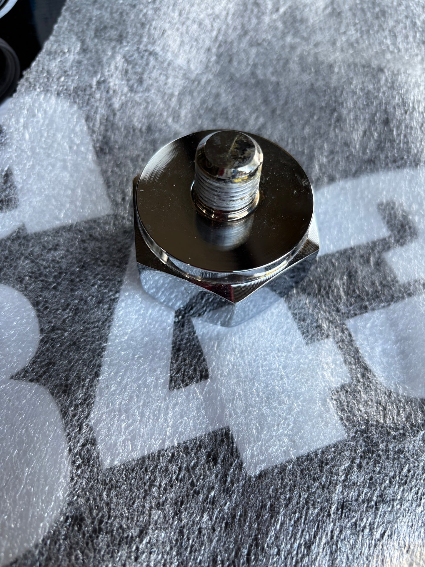 Chrome large hex tank plug