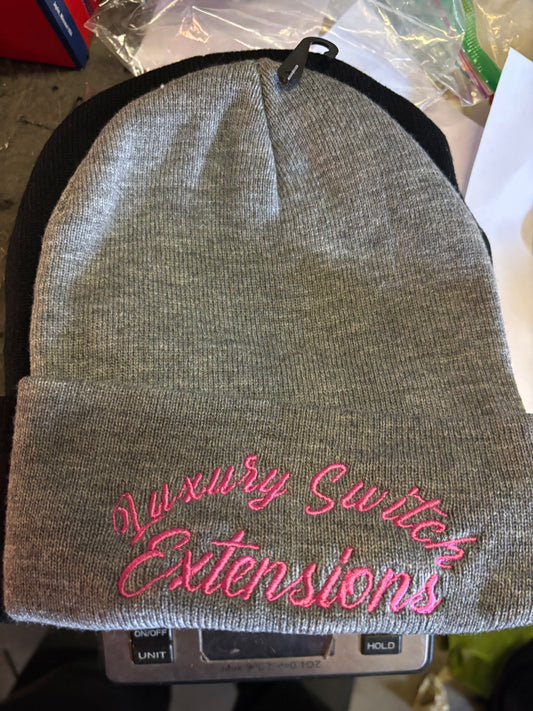 Grey luxury switch extensions beanie