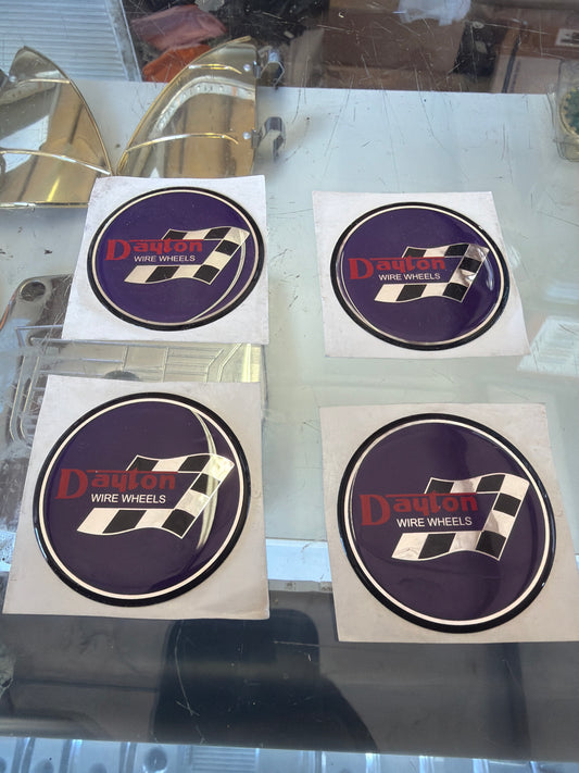 Purple Plastic Dayton Wire Wheel emblems (Set of 4)