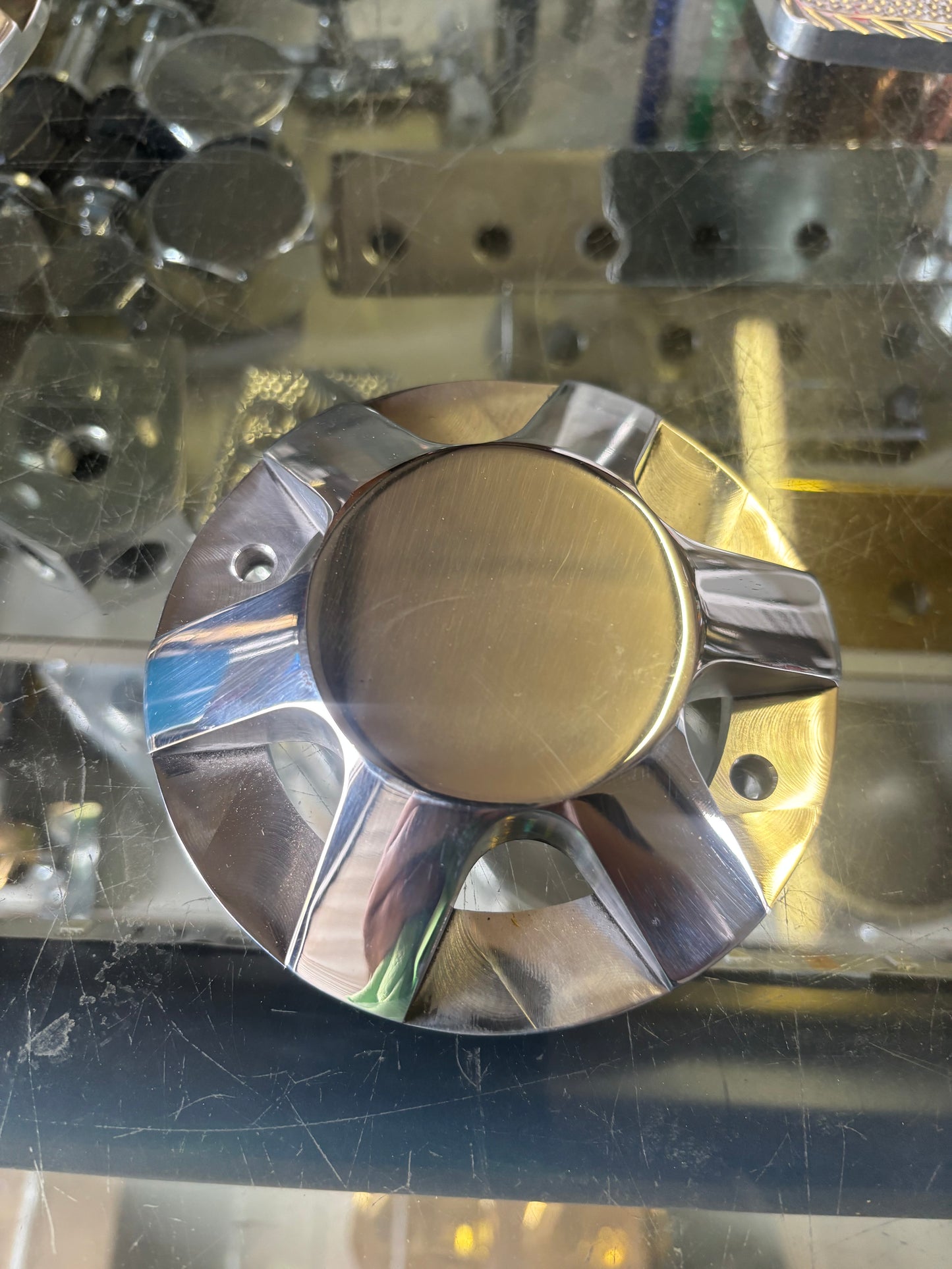 Polished motor end cap