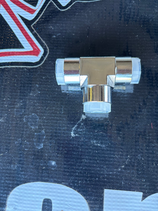 3/8 female tee fitting chrome
