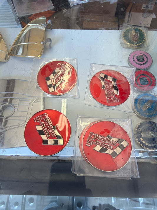 Red Dayton Wire Wheel Flag Metal emblems Chip(Set of 4)