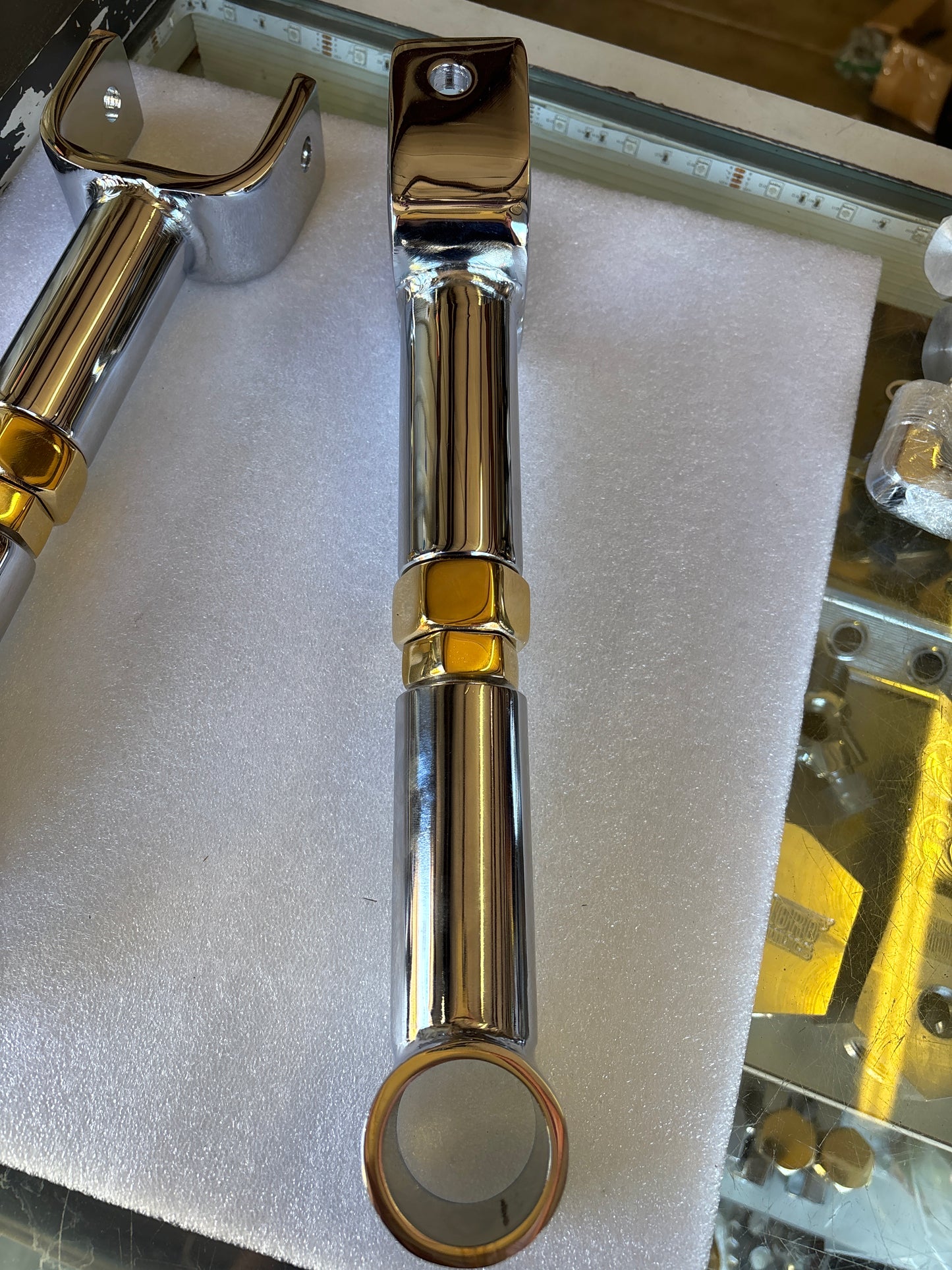 One Pair Chrome & Gold Upper Adjustable Trailing Arms