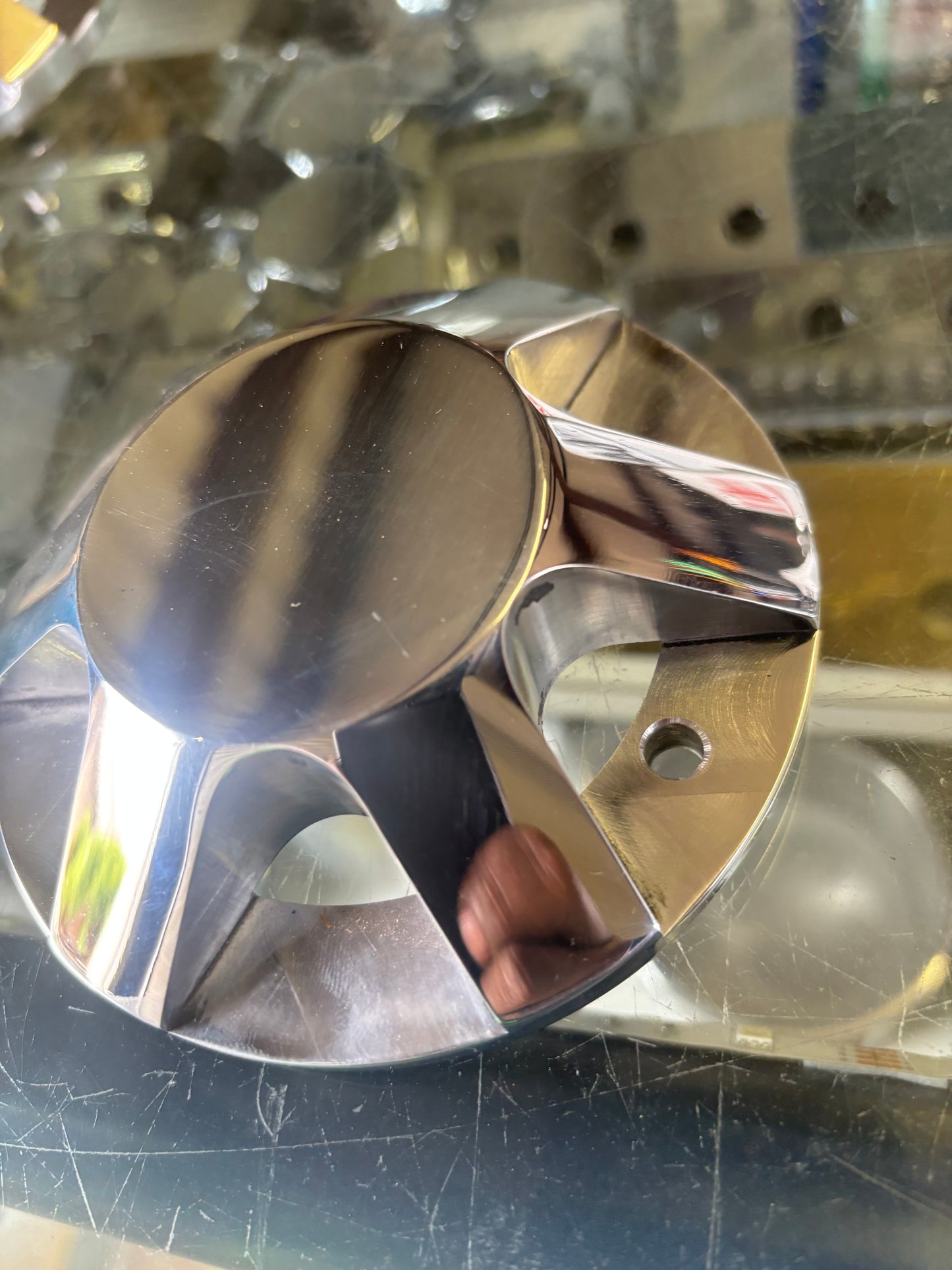Polished motor end cap