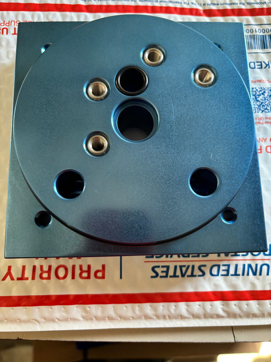 Blue anodized 1/2 center port block