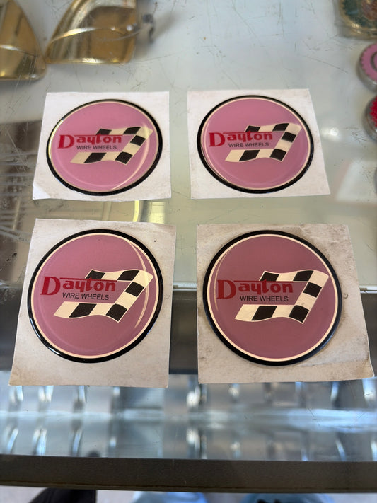 Pink Plastic Dayton Wire Wheel Emblems Chips(Set of 4)