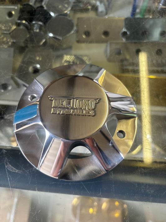 Polished motor end cap engraved