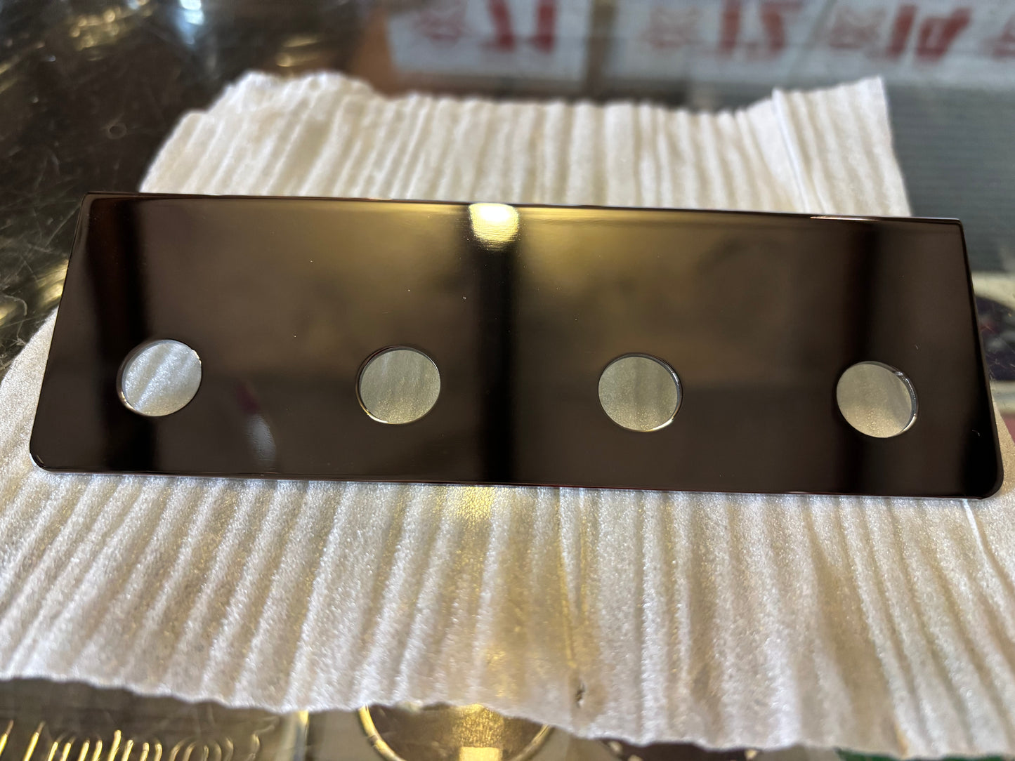 Chrome plated drop 4 hole switch plate
