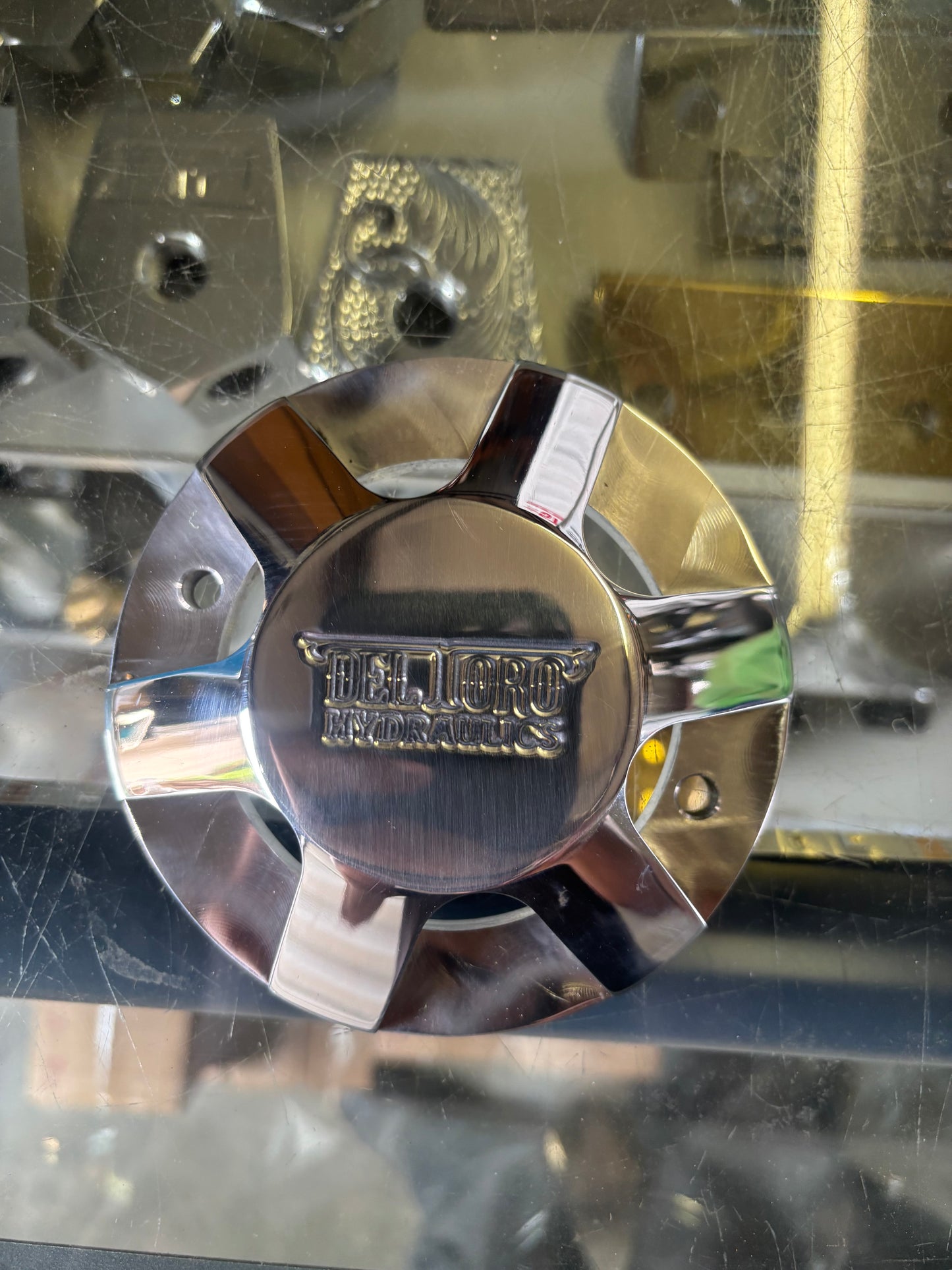 Polished motor end cap engraved